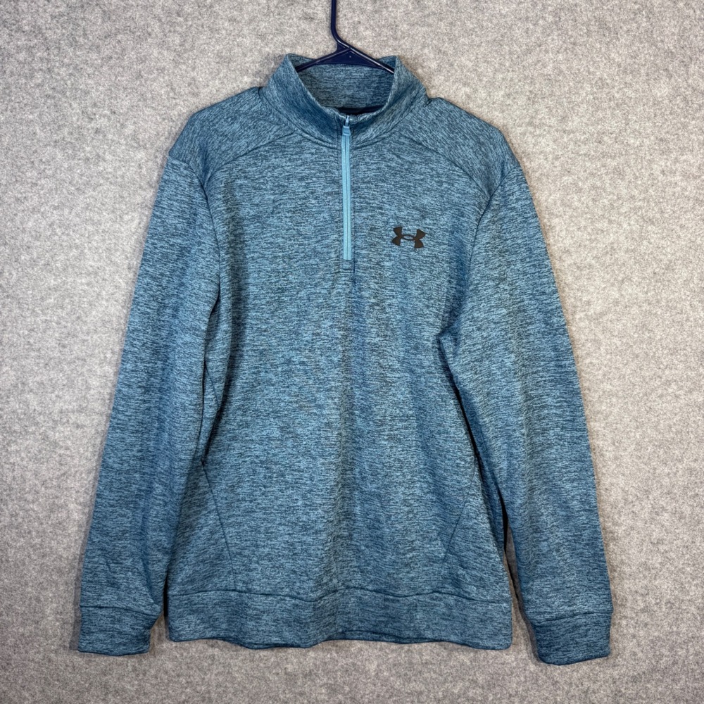 Under Armour Mens 1/4 Zip Pullover Long Sleeve Athletic Training Top Blue MD